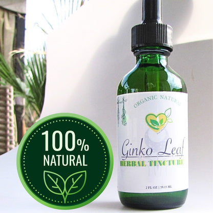 Ginkgo Biloba Tincture Organic Liquid Herbal Drops 2 OZ Cognitive Extract Bottle