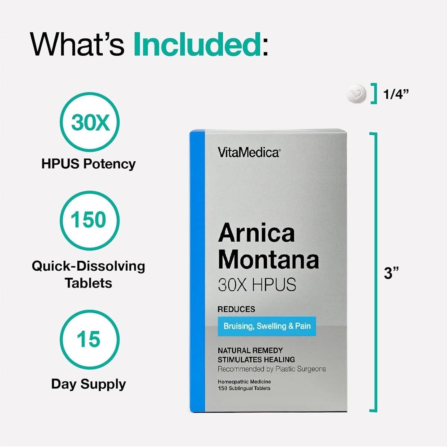 Vitamedica Arnica Montana 30X Homeopathic Tablets for Bruising Pain and Swelling