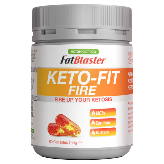 Fatblaster Keto-Fit Fire 60 Capsules Burn Fat in Ketosis Mcts Carnitine Guarana