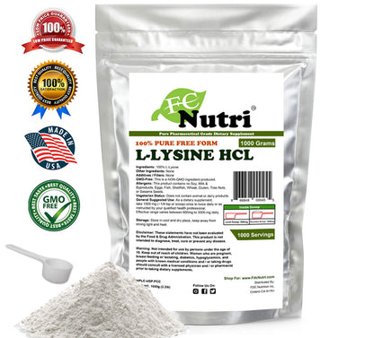 Bundle Package L-Glutamine Powder & Lysine HCL - Pure - 1000G per Serving