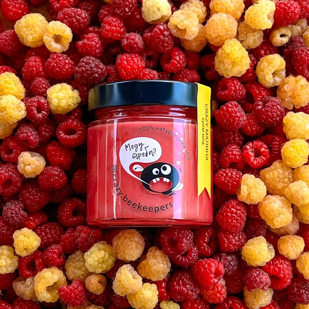 Handmade Natural Tasty Rich Creamed Honey Health Sweet Organic Raspberries 300 G