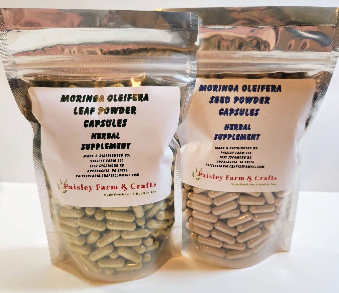 Moringa Leaf Powder Capsules & Moringa Seed Powder Capsules - Value Packs!