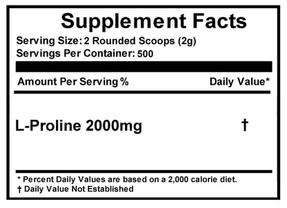 L-Proline Powder 500G (1.1Lb) USP Pharmaceutical 100% Pure by FDC Nutrition