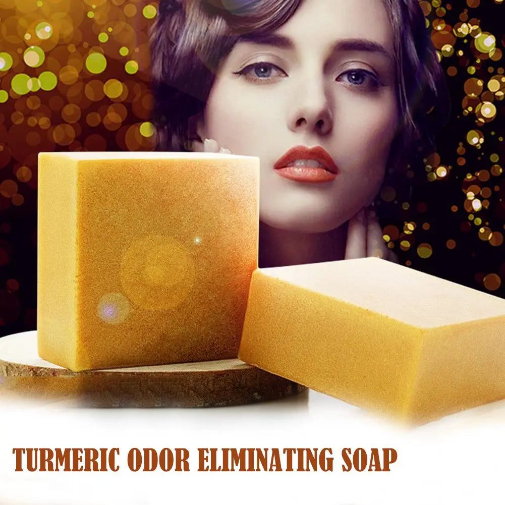 80G Natural Turmeric Soap Acne Dark Spots Removal Skin Whitening Soap Bleaching Handmade Body Face Brighten Soap Cleansing X5W6