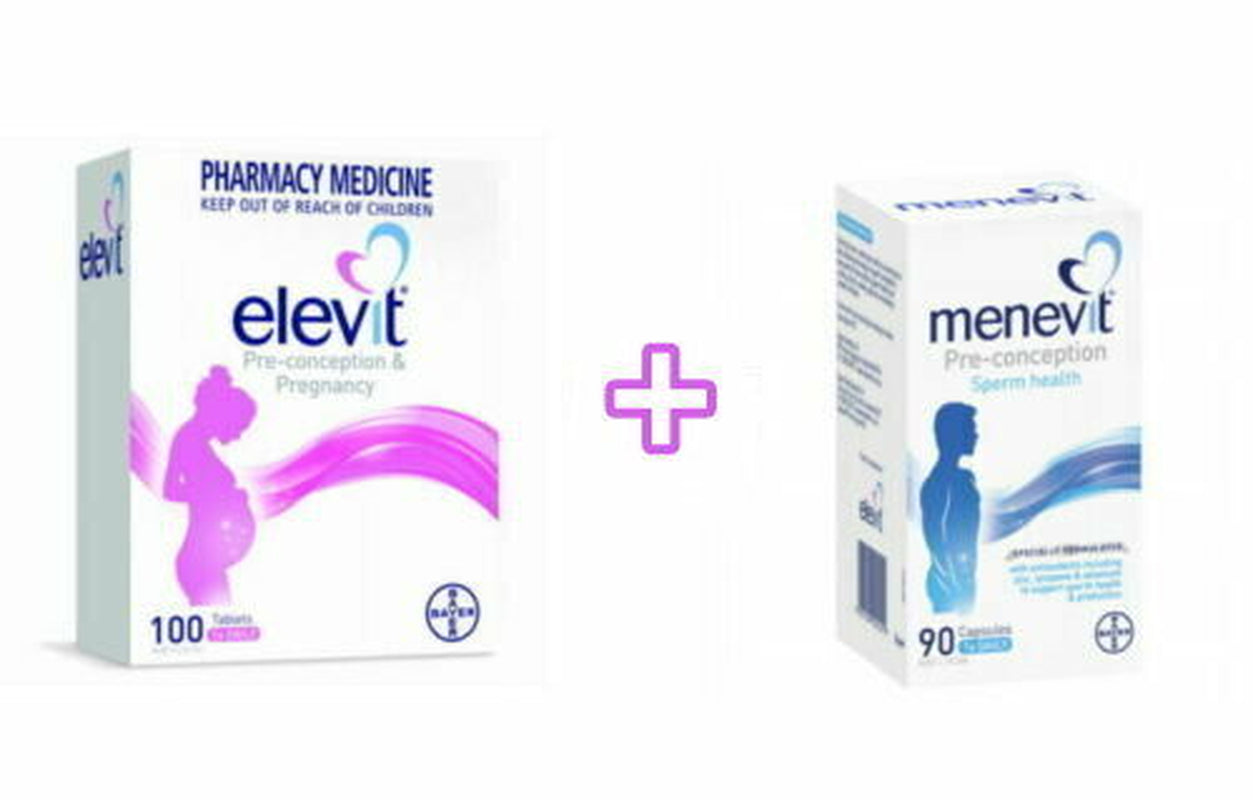 New Elevit Pregnancy Multivitamin 100 Tablets + Menevit 90 Capsules Combo