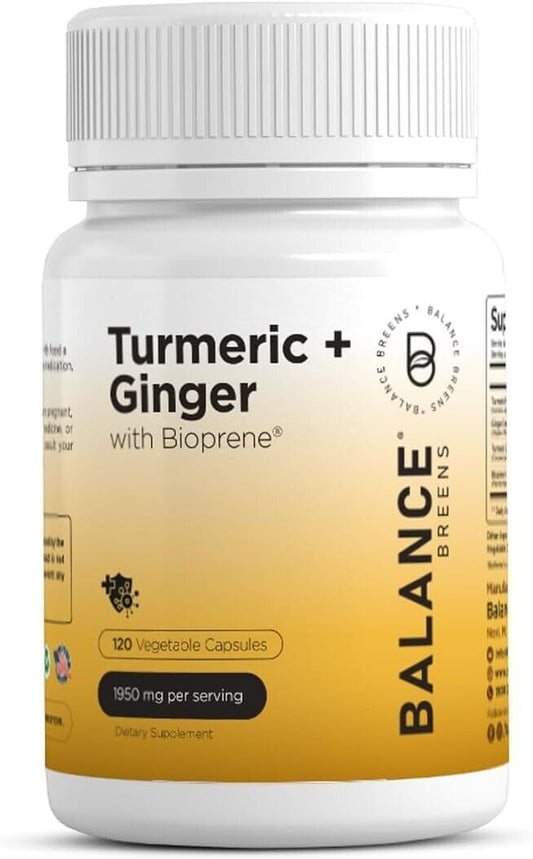 Turmeric Ginger with Black Pepper -1950 MG -120 Veg Capsules