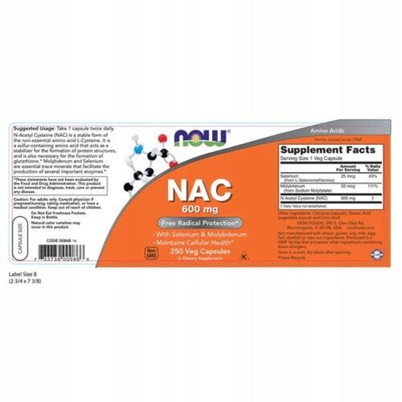 NAC 600Mg 250 Vegetarian Capsules N-Acetylcystei