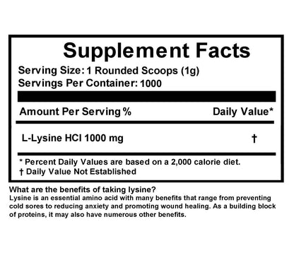 Bundle Package L-Glutamine Powder & Lysine HCL - Pure - 1000G per Serving