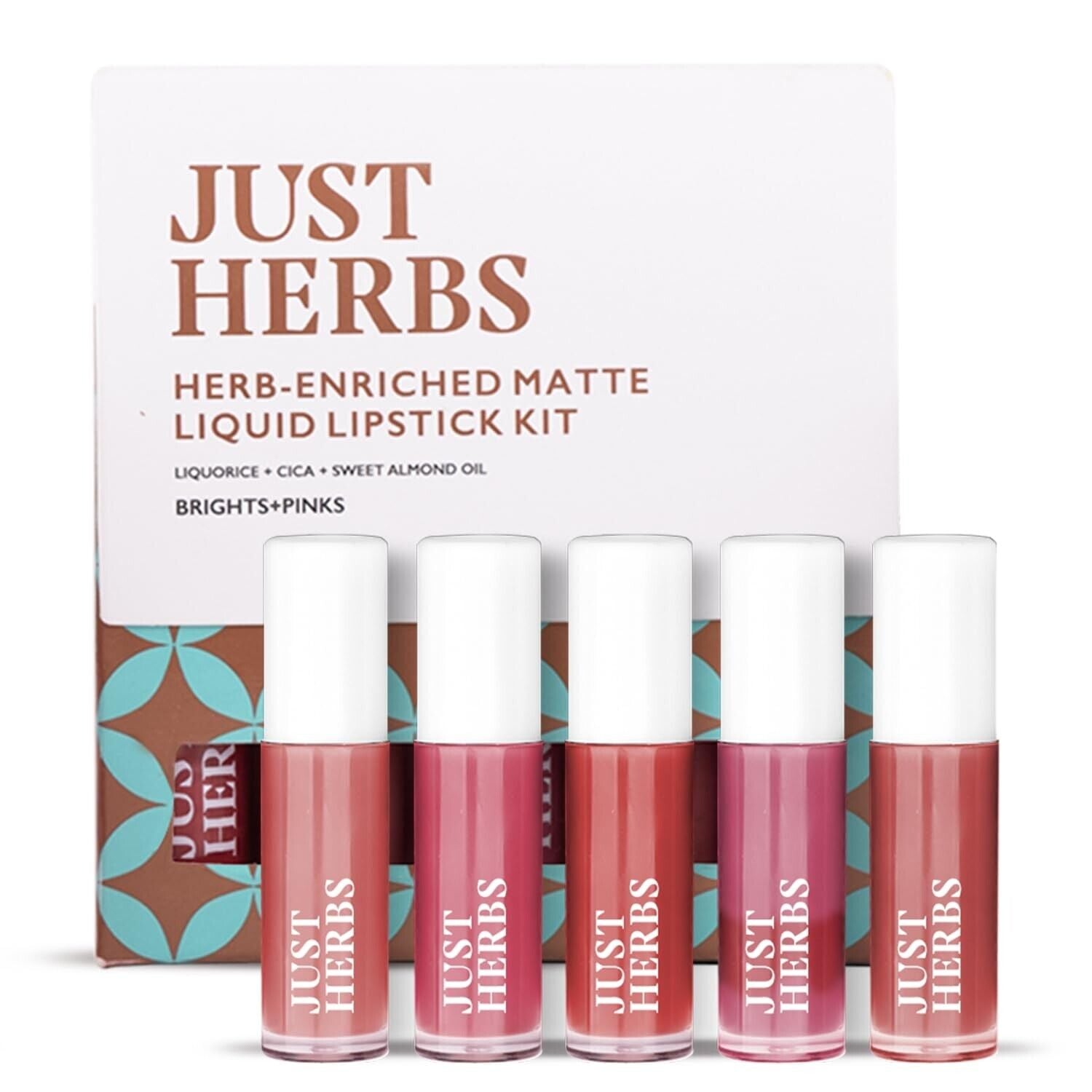 Organic Liquid Lipstick Kit - 5 Hydrating Shades, Paraben-Free 1.6 Fl Oz (Pinks)