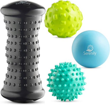 Massage Roller & Massage Balls Set, Back, Legs, Glute, Feet & Muscle Pain Relief