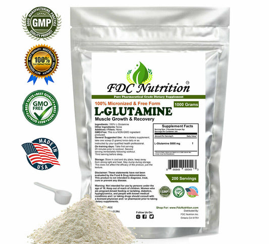 2.2Lb L-GLUTAMINE 100% POWDER FREE FORM  PHARMACEUTICAL GRADE