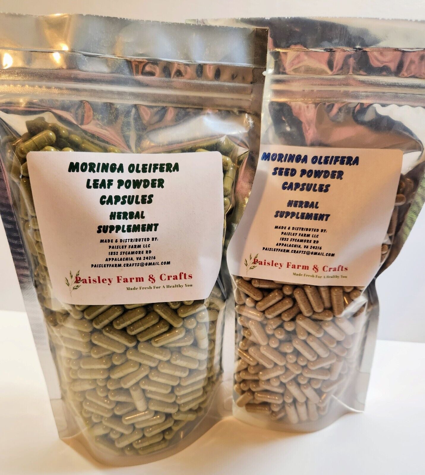 Moringa Leaf Powder Capsules & Moringa Seed Powder Capsules - Value Packs!