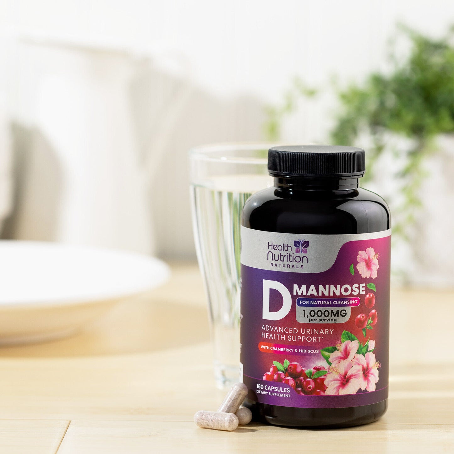 D-Mannose Capsules 1350Mg with Cranberry UTI Support & Cleanse, Bladder Health