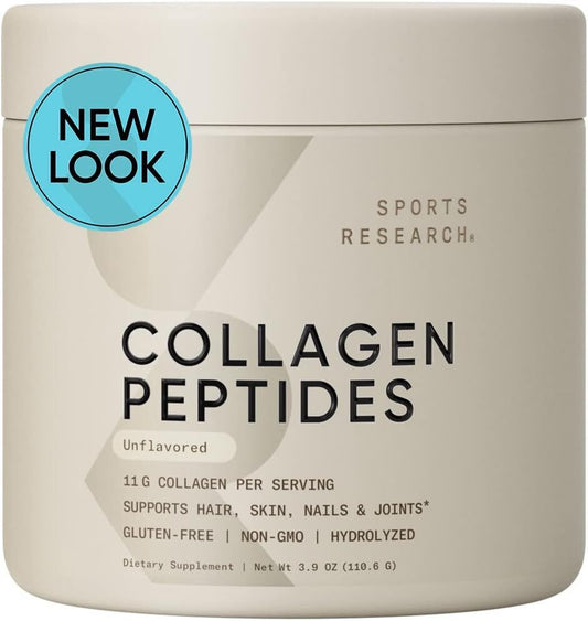 Sports Research Collagen Peptides for Women & Men - Hydrolyzed Type 1 & 3 Collag