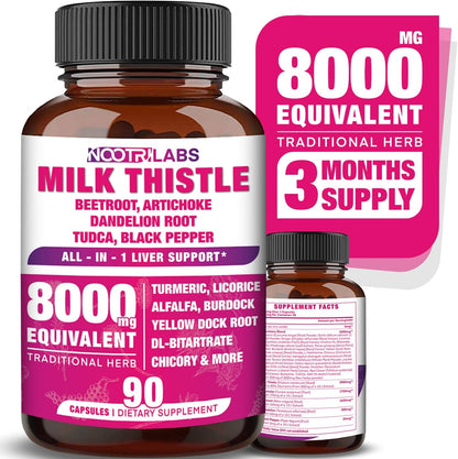 All-In-1 8000Mg Highest Potency Milk Thistle NAC Beetroot Artichoke Dandelion Ro