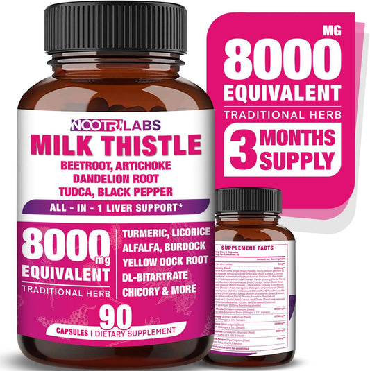 All-In-1 8000Mg Highest Potency Milk Thistle NAC Beetroot Artichoke Dandelion Ro