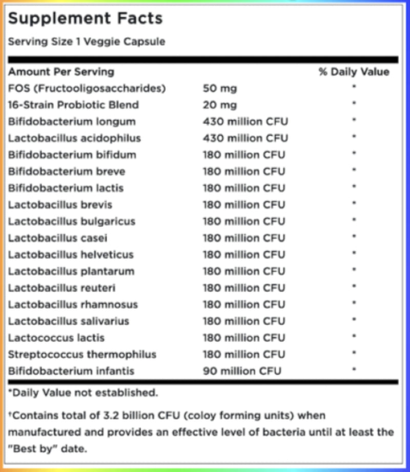 Swanson Ultimate 16 Strain Probiotic with FOS 3,2 Billion CFU 60 Veg Capsules