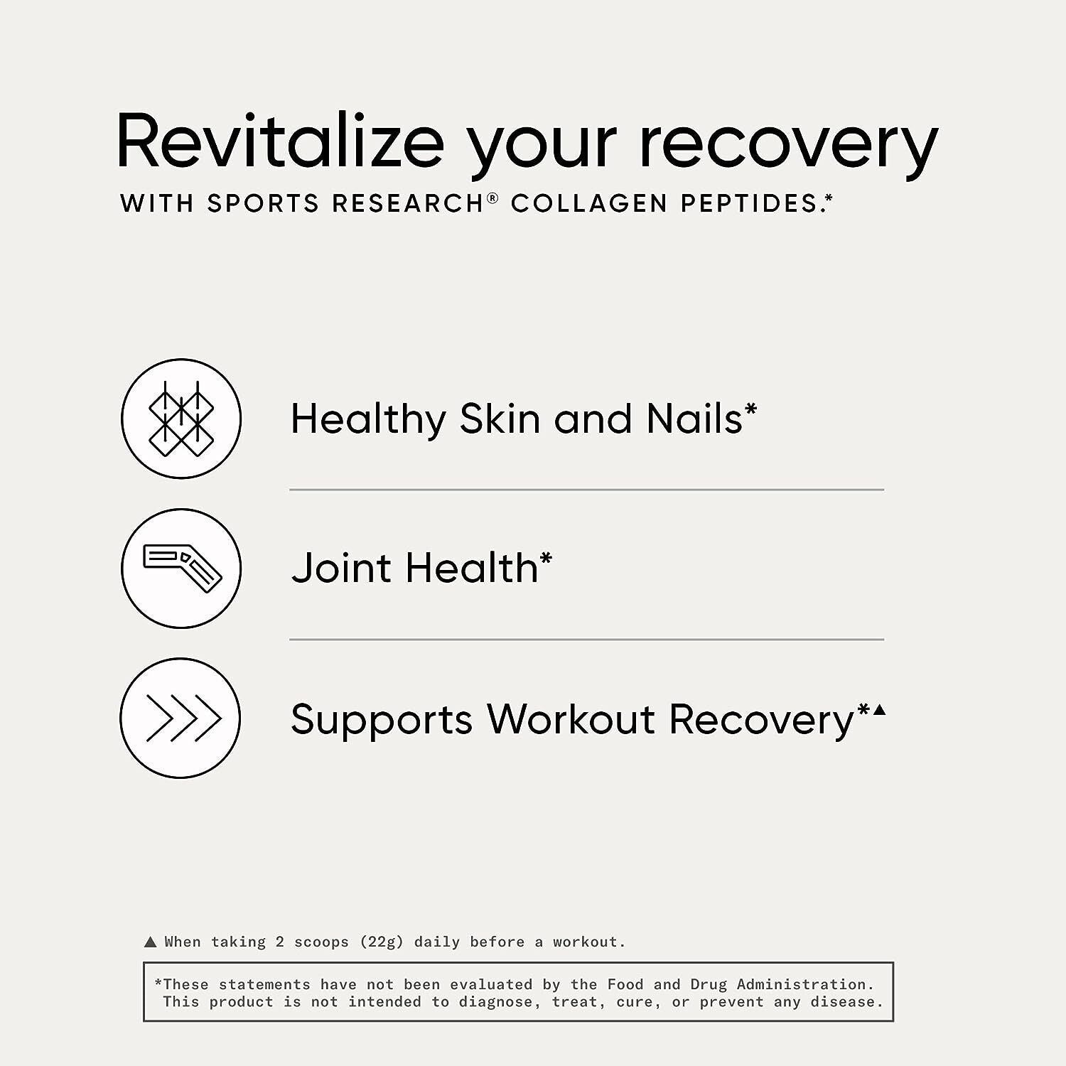 Sports Research Collagen Peptides for Women & Men - Hydrolyzed Type 1 & 3 Collag