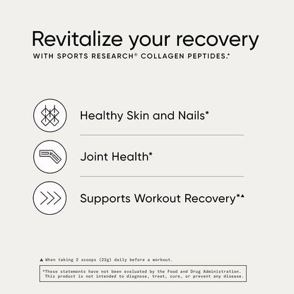 Sports Research Collagen Peptides for Women & Men - Hydrolyzed Type 1 & 3 Collag