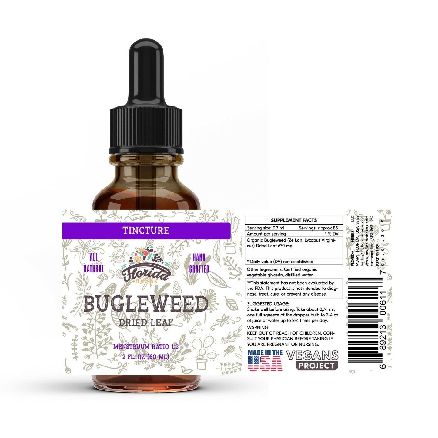 Bugleweed Tincture, Organic Bugleweed Extract Drops (Ze Lan, Lycopus Virginicus)