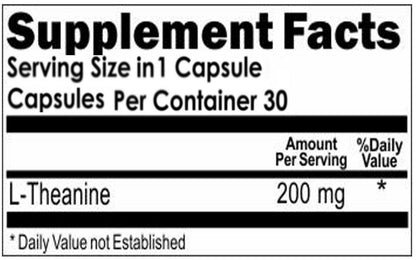 L-Teanina 200 Mg, Mejor Sueño, Relajación, Pérdida De Peso, Presión Arterial