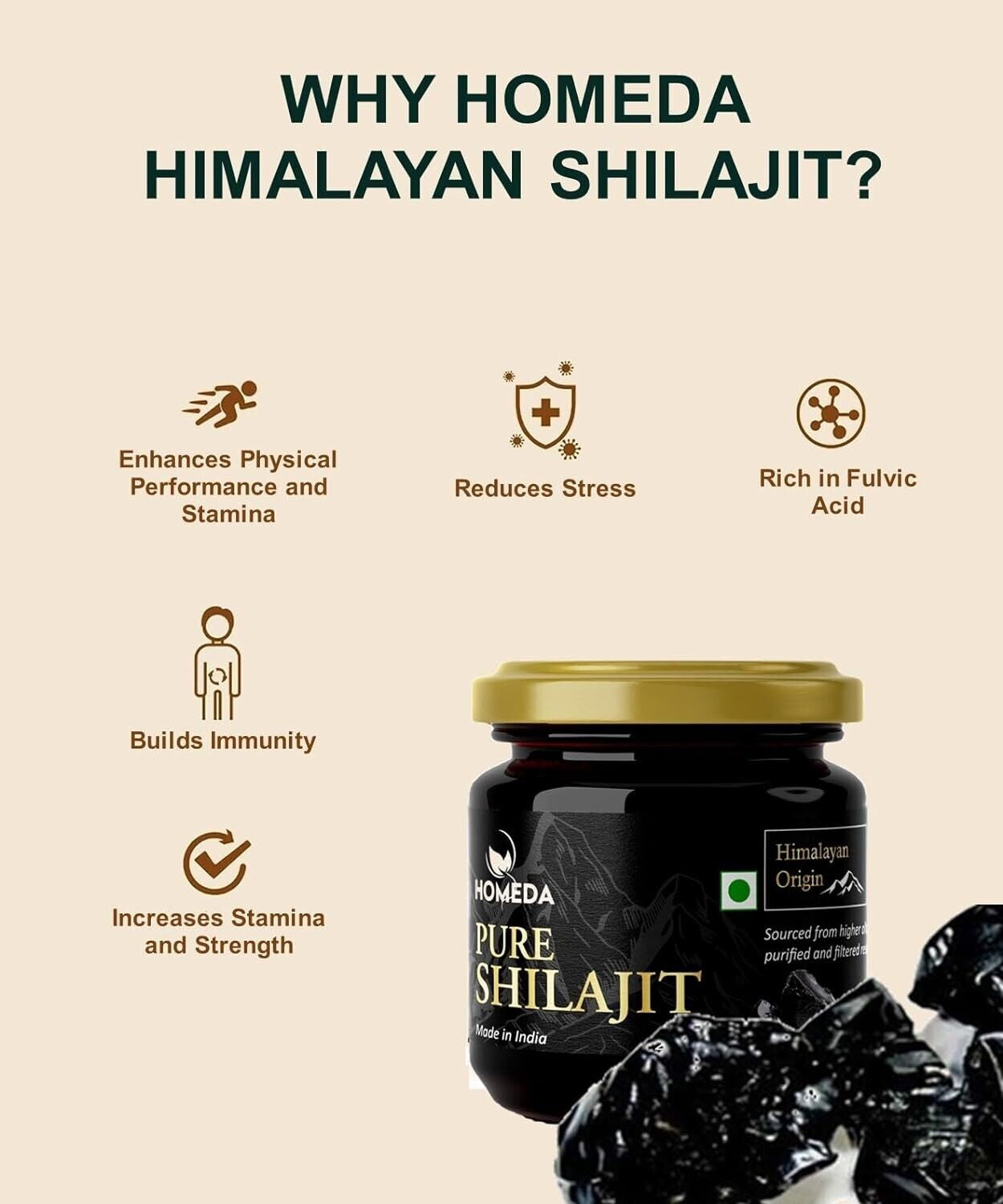 Shilajit Resin Himalayan 100% Pure 20 G Highest Potency Fulvic Acid Lab Tested