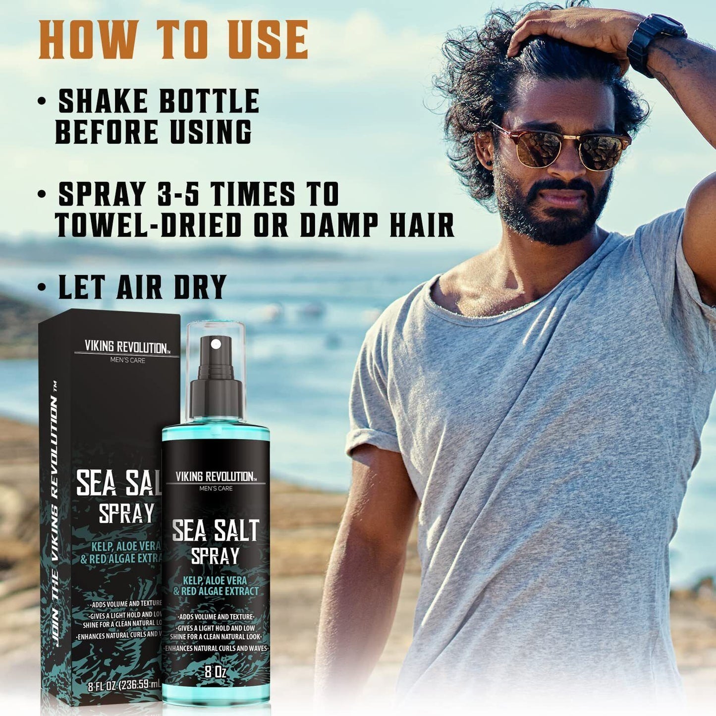 Sea Salt Spray -Hair Texturizing Spray with Kelp, Aloe Vera & Red (can be used for men and women)