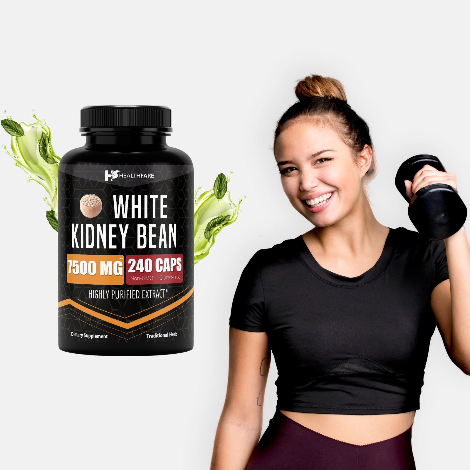 White Kidney Bean Extract 7,500 Mg | 240 Capsules Pure Carb Blocker HEALTHFARE