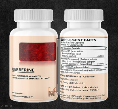 Premium Berberine HCL Extract 500Mg, Healthy Cholesterol, Anti-Inflammat