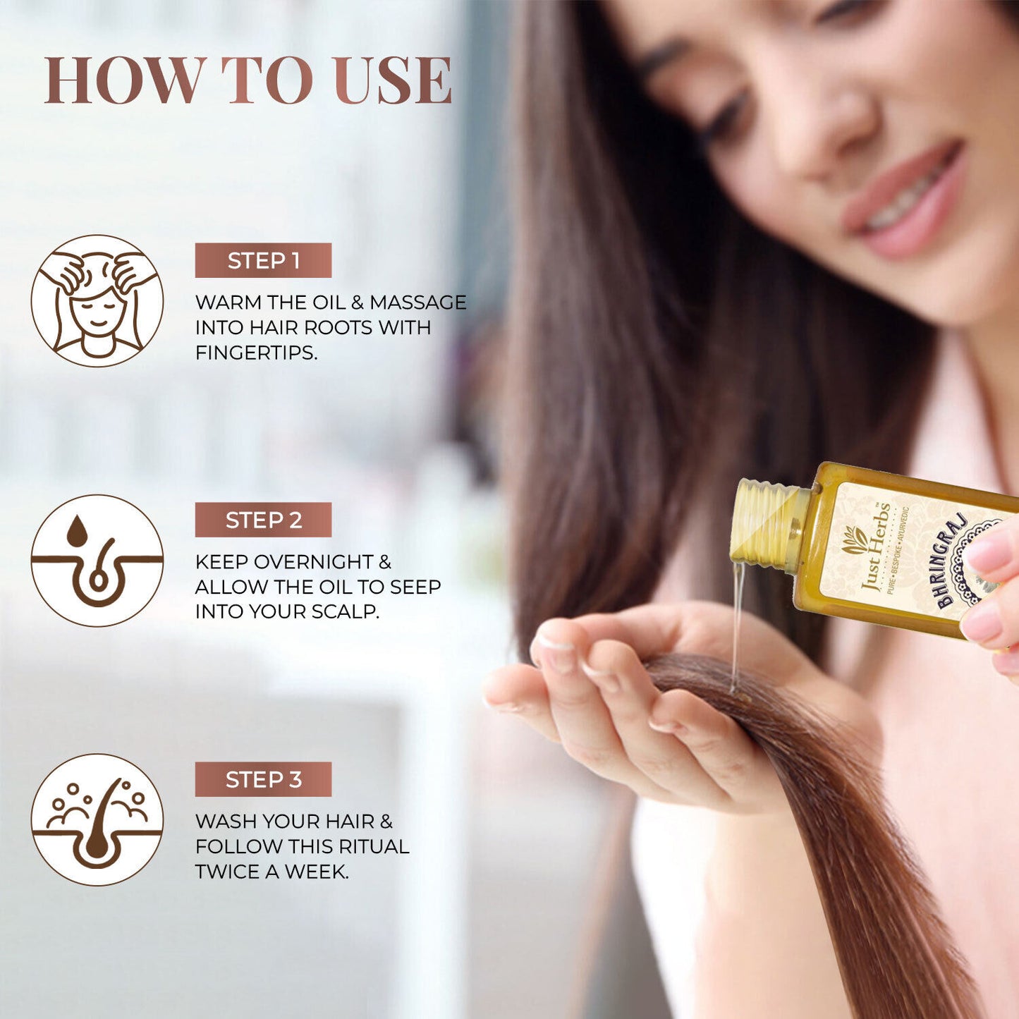 Just Herbs Bhringraj Hair Oil Ayurvedic for Hair Fall Control & Hair Growth