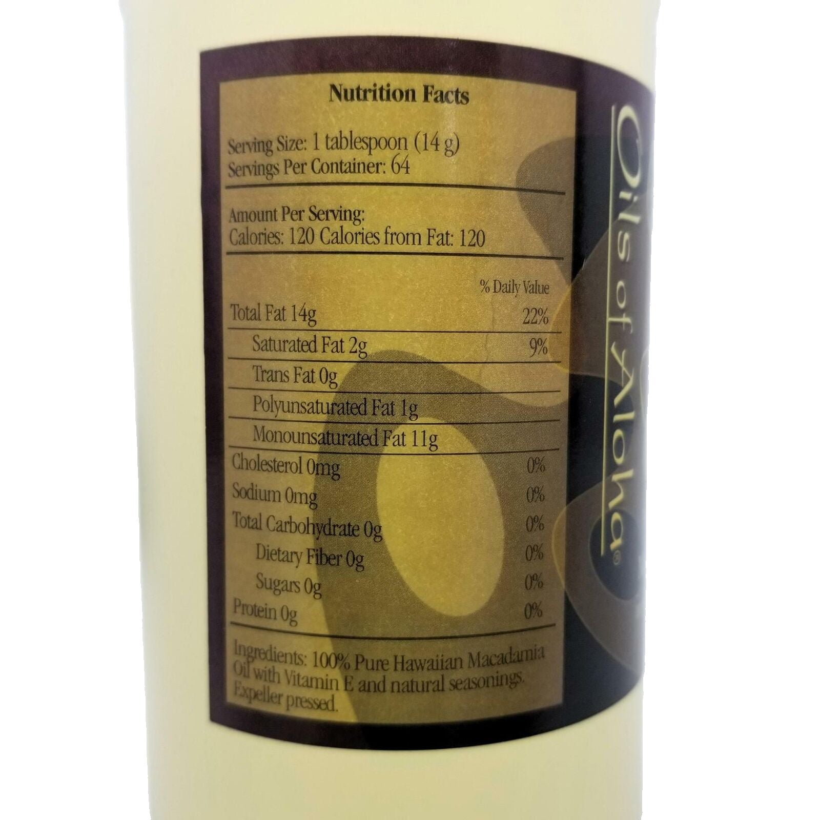 Oils of Aloha Macadamia Cooking Oil Infused with Garlic 32 Oz No Trans Fat