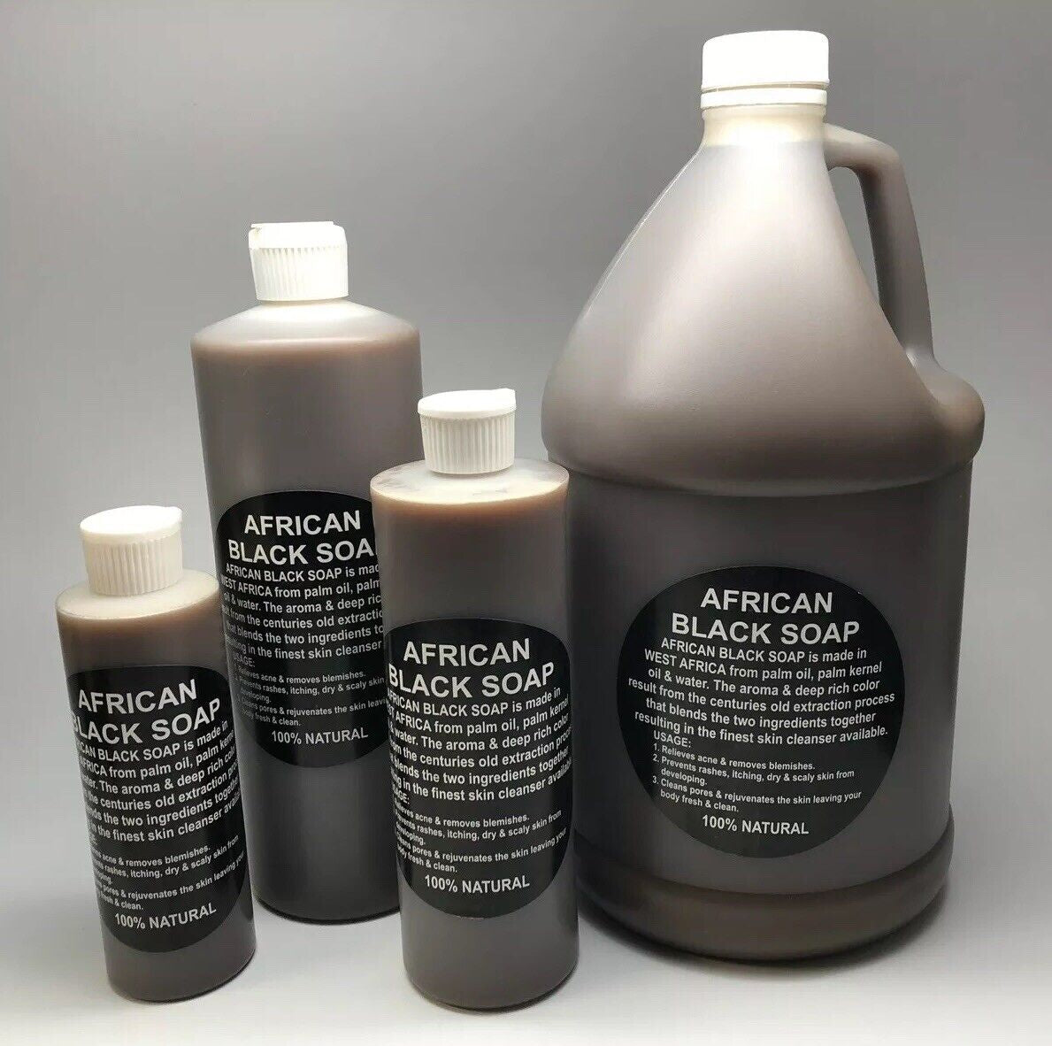 Liquid Raw African Black Soap - 100% Pure & Natural Organic Bath Body Face Wash