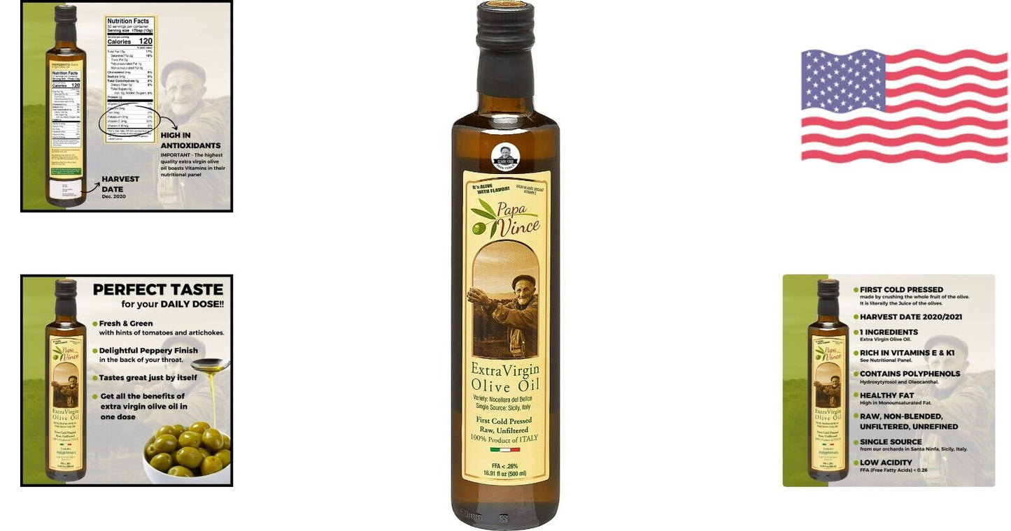 Extra Virgin Olive Oil - High Polyphenol Content, Fresh & Green, Sicily, Italy