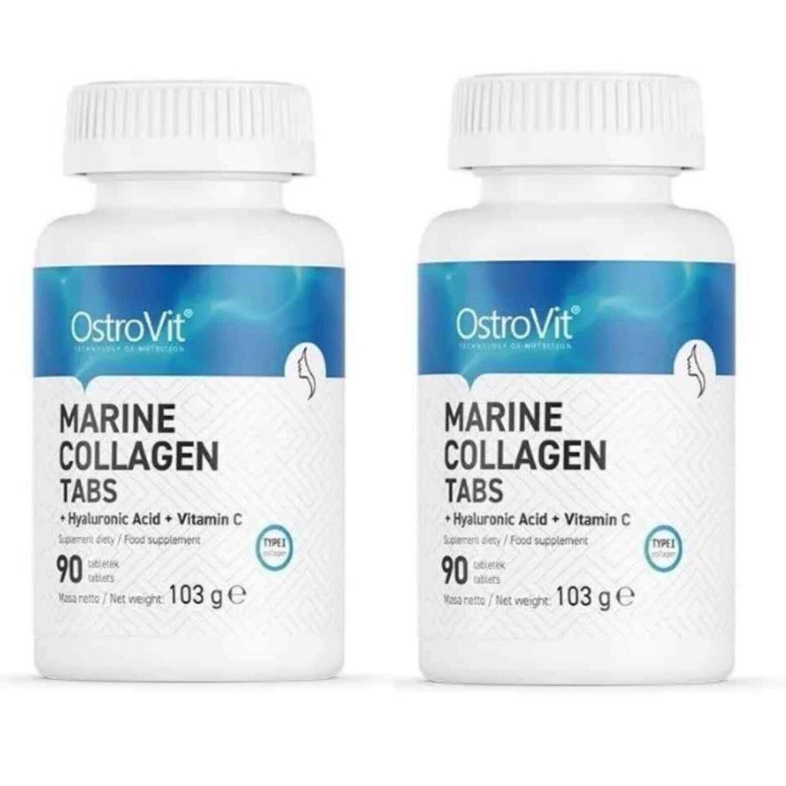 Ostrovit Marine Collagen with Hyaluronic Acid and Vitamin C 2 X 90 Tablets