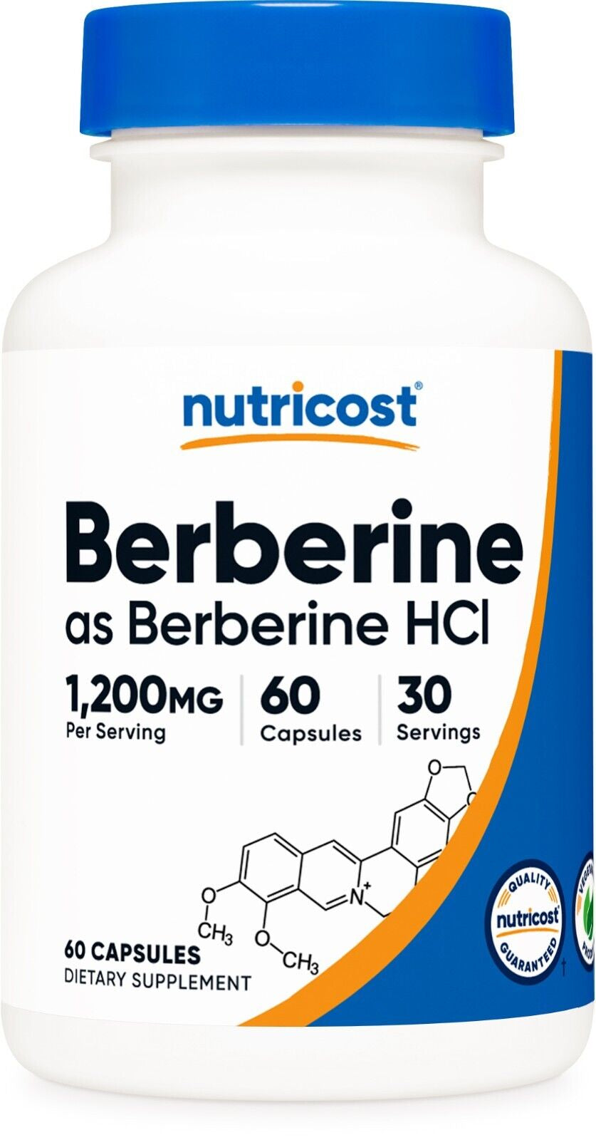 Berberine Hcl 600Mg, 60 Capsules - Gluten Free, Vegetarian & Non-Gmo