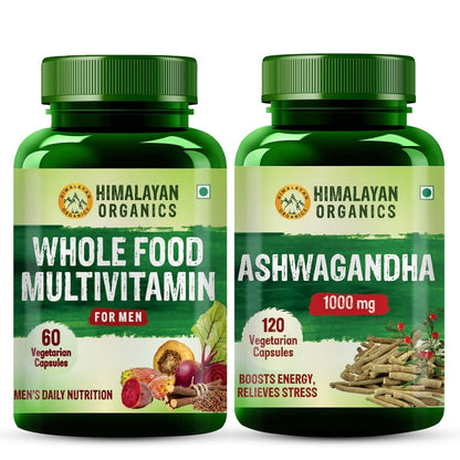 Combo Organic Whole Food Multivitamin & Ashwagandha 1000Mg Capsules