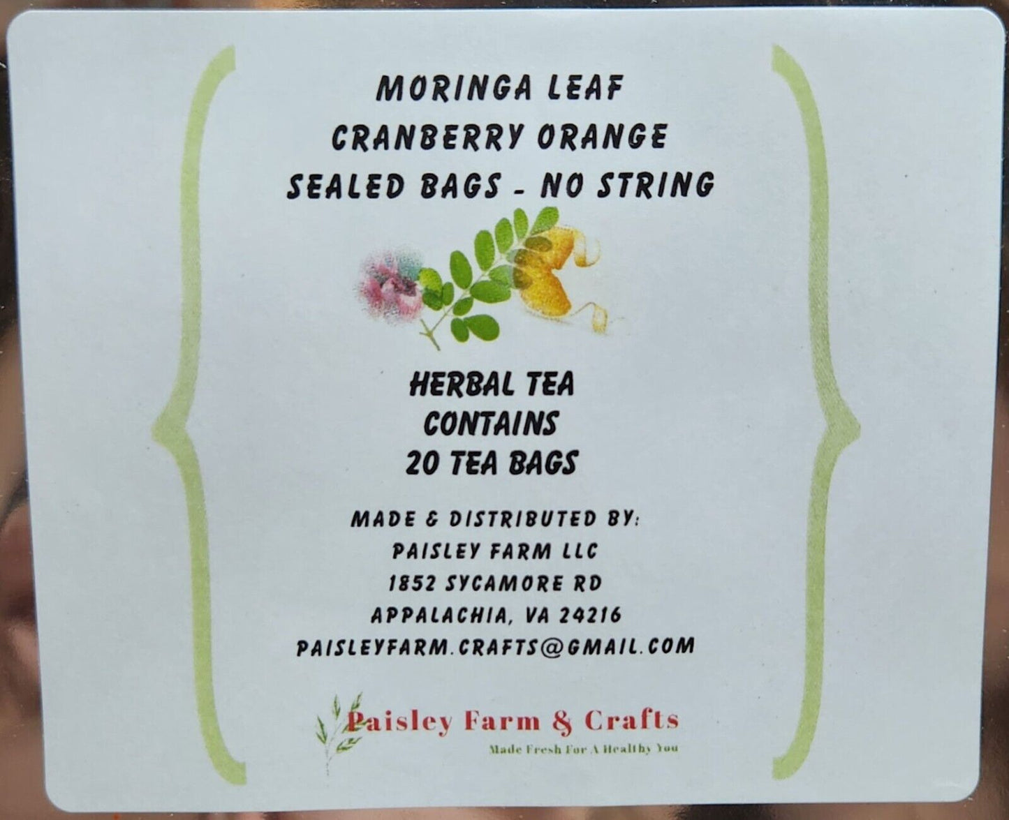 Moringa Leaf Tea Bags - Many All Natural Flavors! - Made Fresh on Demand!