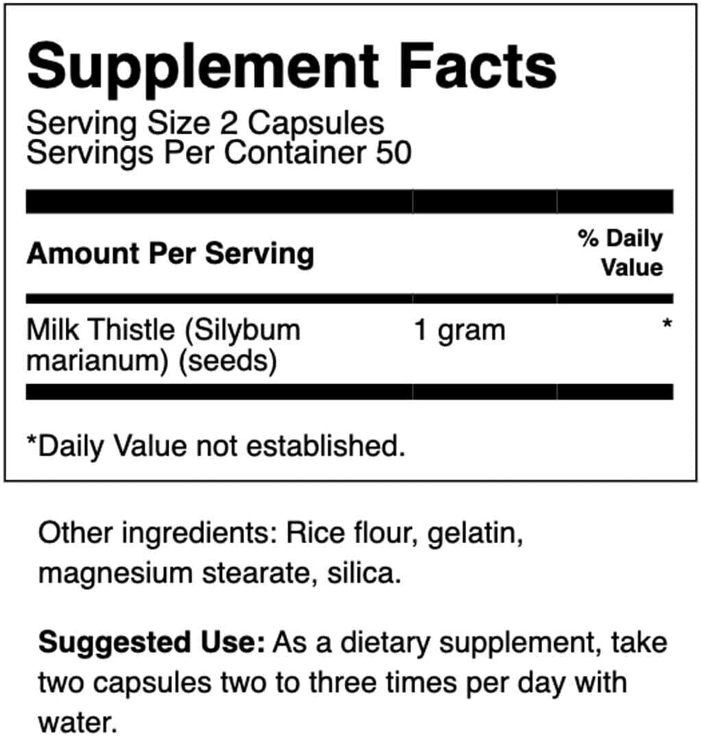 Swanson Milk Thistle 500 Mg 2 X 100 Capsules