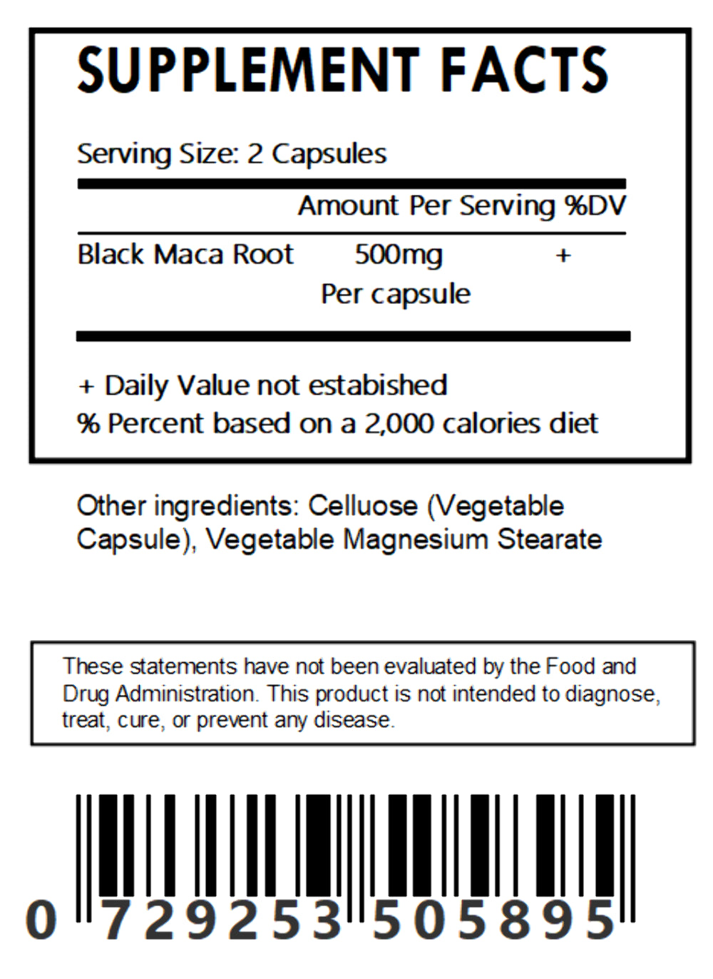 Black Maca Root Capsules - Organic