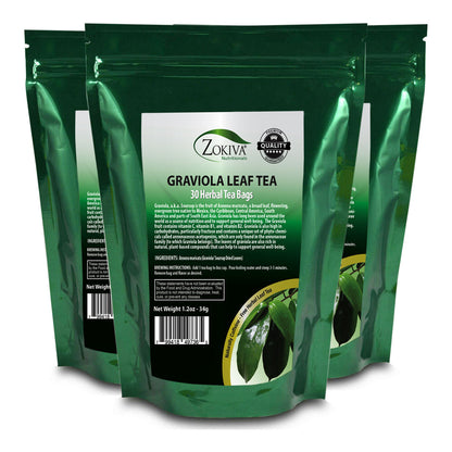 Graviola Tea Bags 3-Pack (90) 100% Pure Leaf Soursop - Annona Muricata - Guanaba