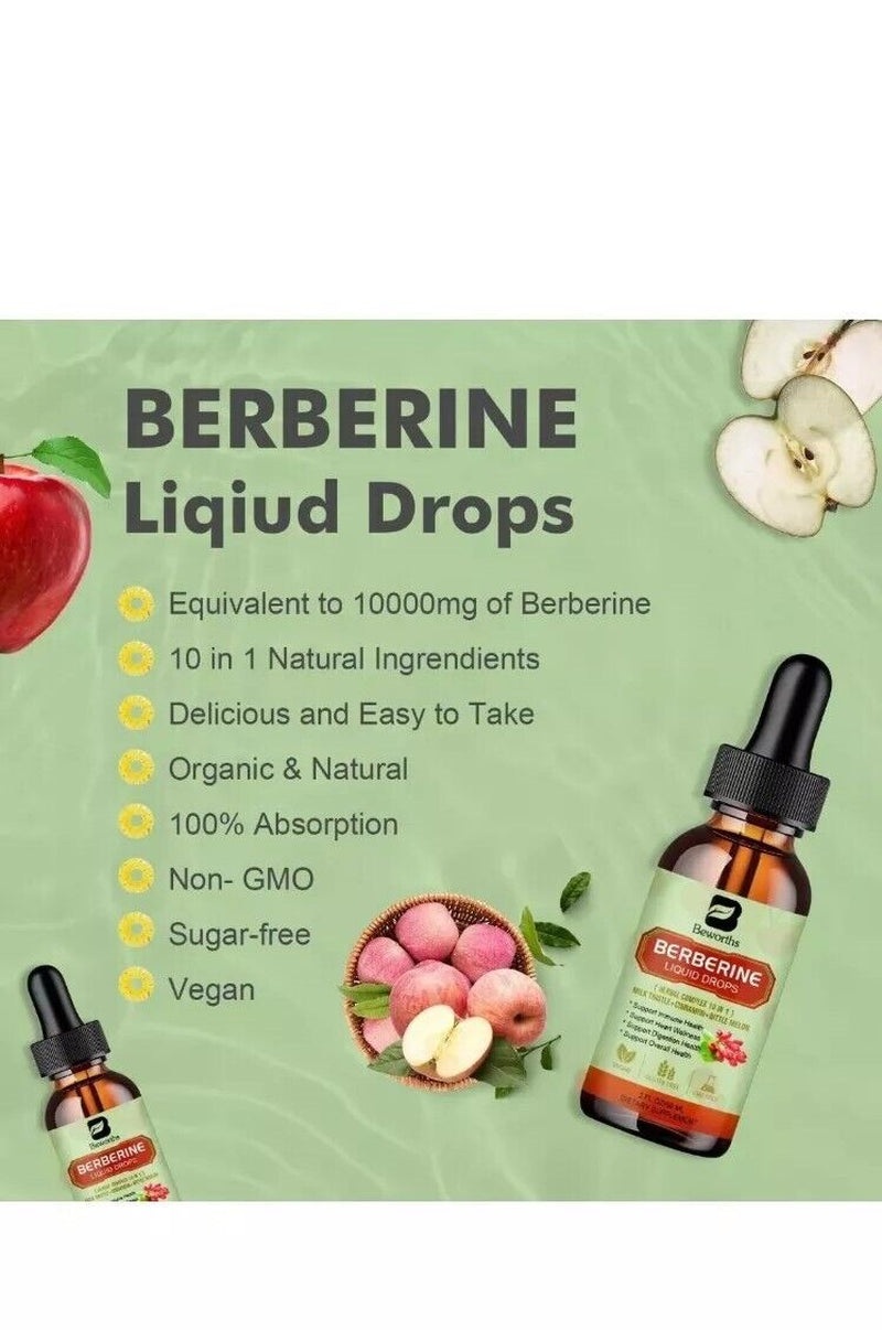 Berberine Liquid Drops/Herbal Complex 10 N 1 Milk Thistle+Cinnam