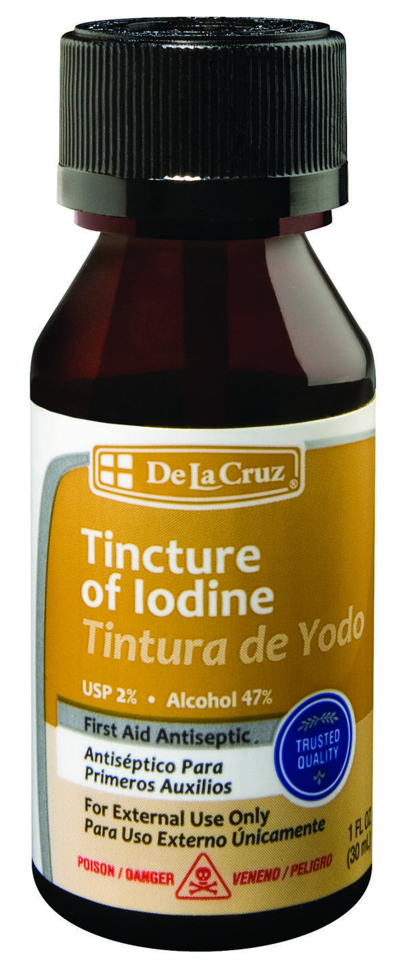 De La Cruz Tincture of Iodine, Made in USA, 1 FL. OZ. Exp. 7/2027 (12 Bottles)