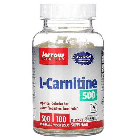 L-Carnitine JARROW FORMULAS 500Mg 100 Veggie Licaps Energy Production