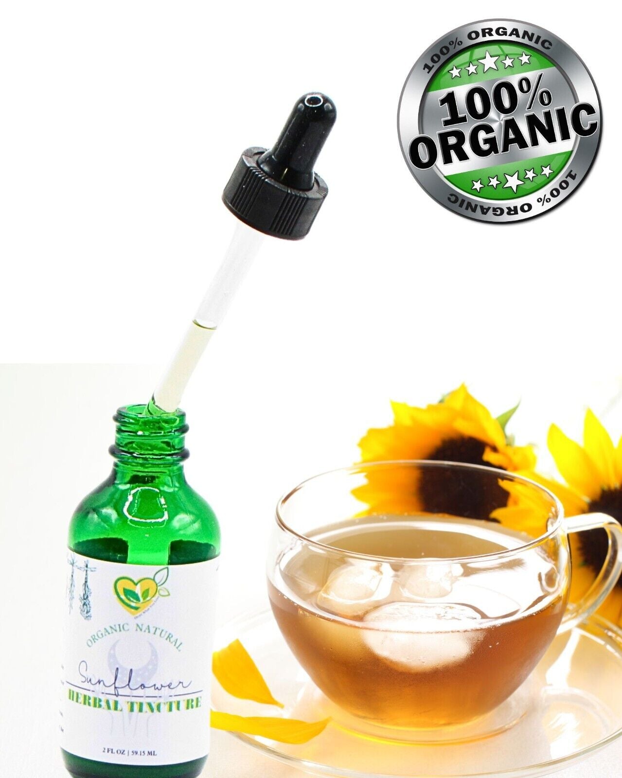 Sunflower Petals Tincture Natural Organic Mega Liquid Herb Drops Mood 2 Oz