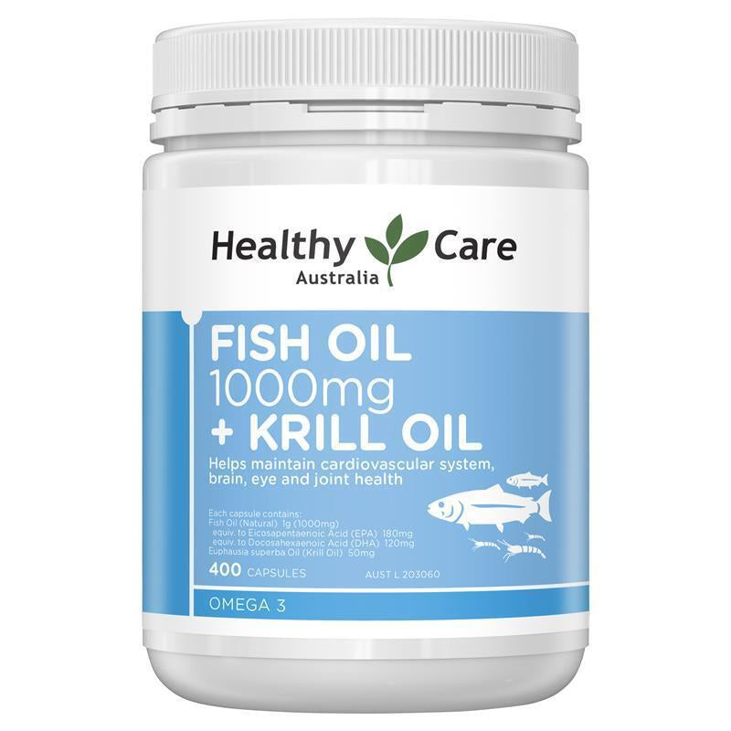 Healthy Care Fish Oil 1000Mg and Krill 400 Capsules