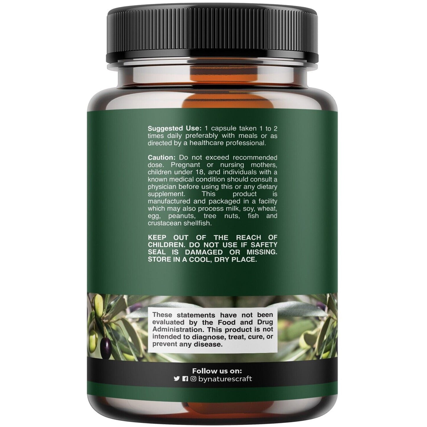 Olive Leaf Extract Capsules - Potent  High Strength Antioxidant Supplement