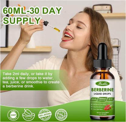 Berberine Supplement 1500Mg Organic Berberine Liquid Drops with Ceylon 2-Pack