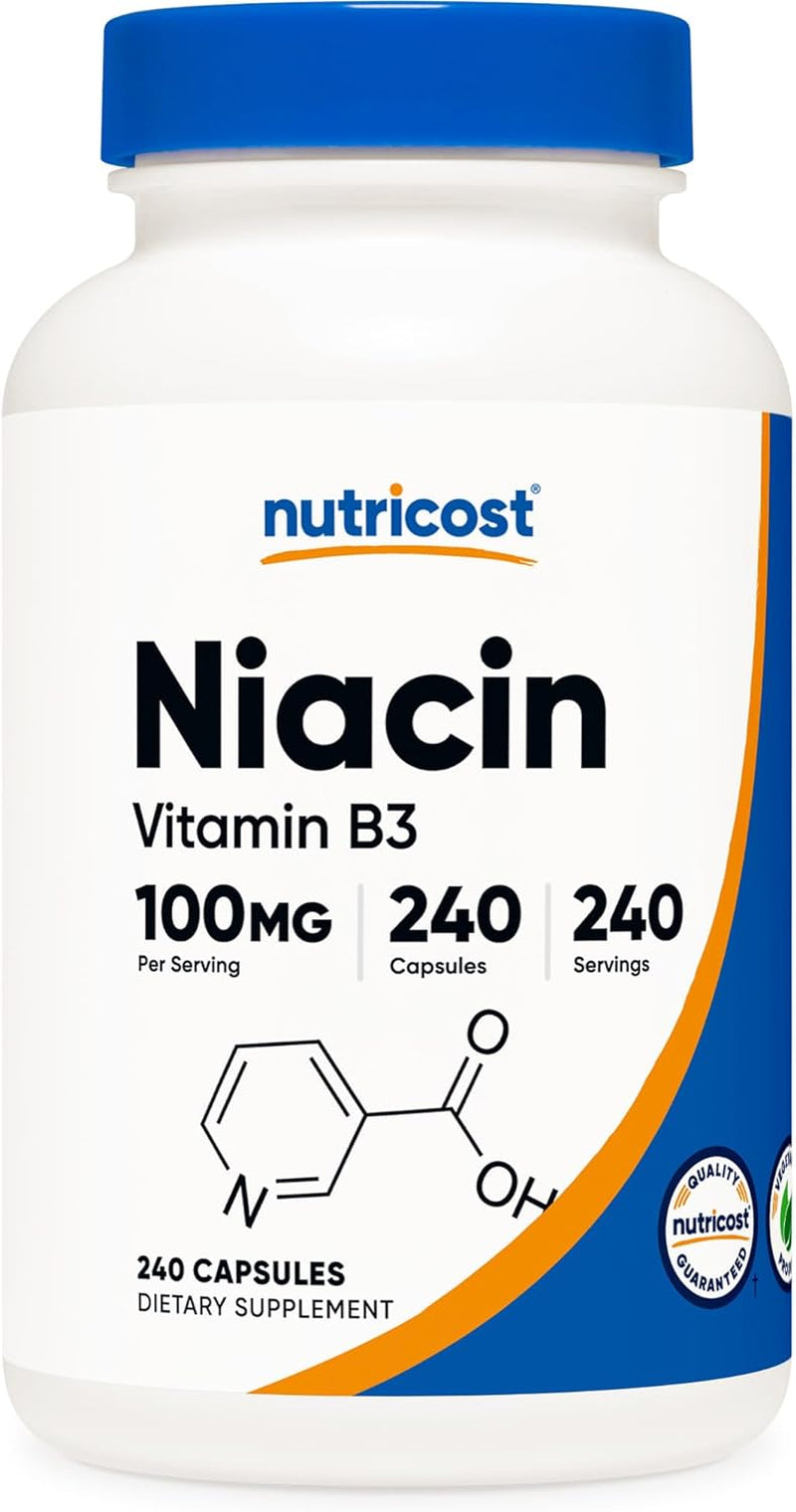 Nutricost Niacin (Vitamin B3) 100Mg, 240 Capsules - with Flushing, Non-Gmo, Glut