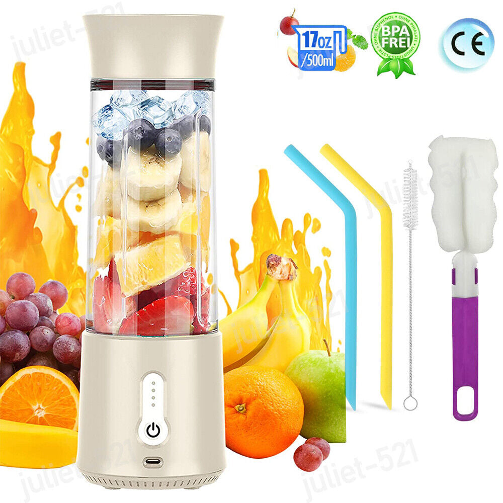 500Ml Portable Electric Blender Juicer USB Smoothie Mixer Bpa-Free Fruit Machine