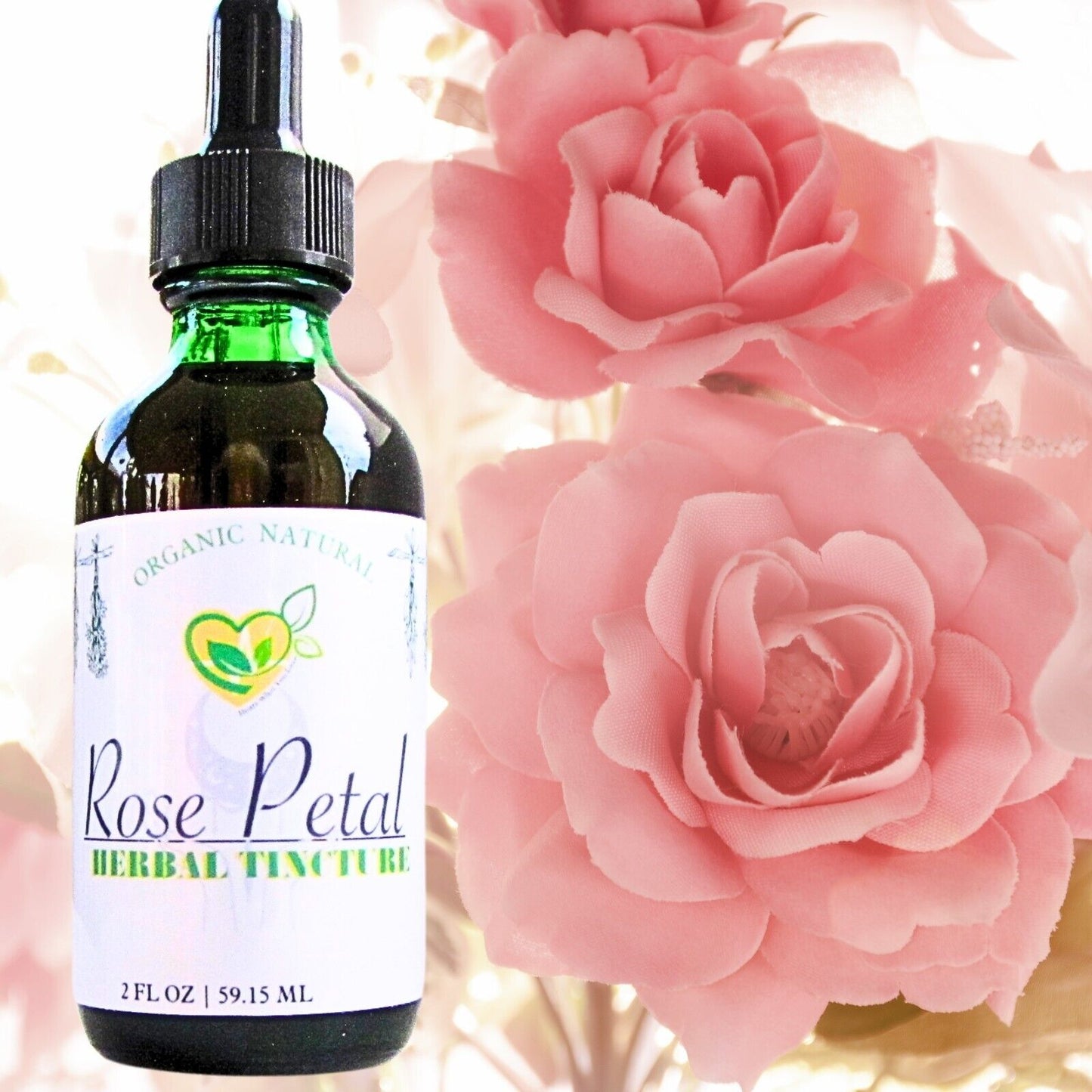 Rose Petal Tincture Organic Liquid Herbal Drops Natural Heart Skin Mood Aid 2 Oz